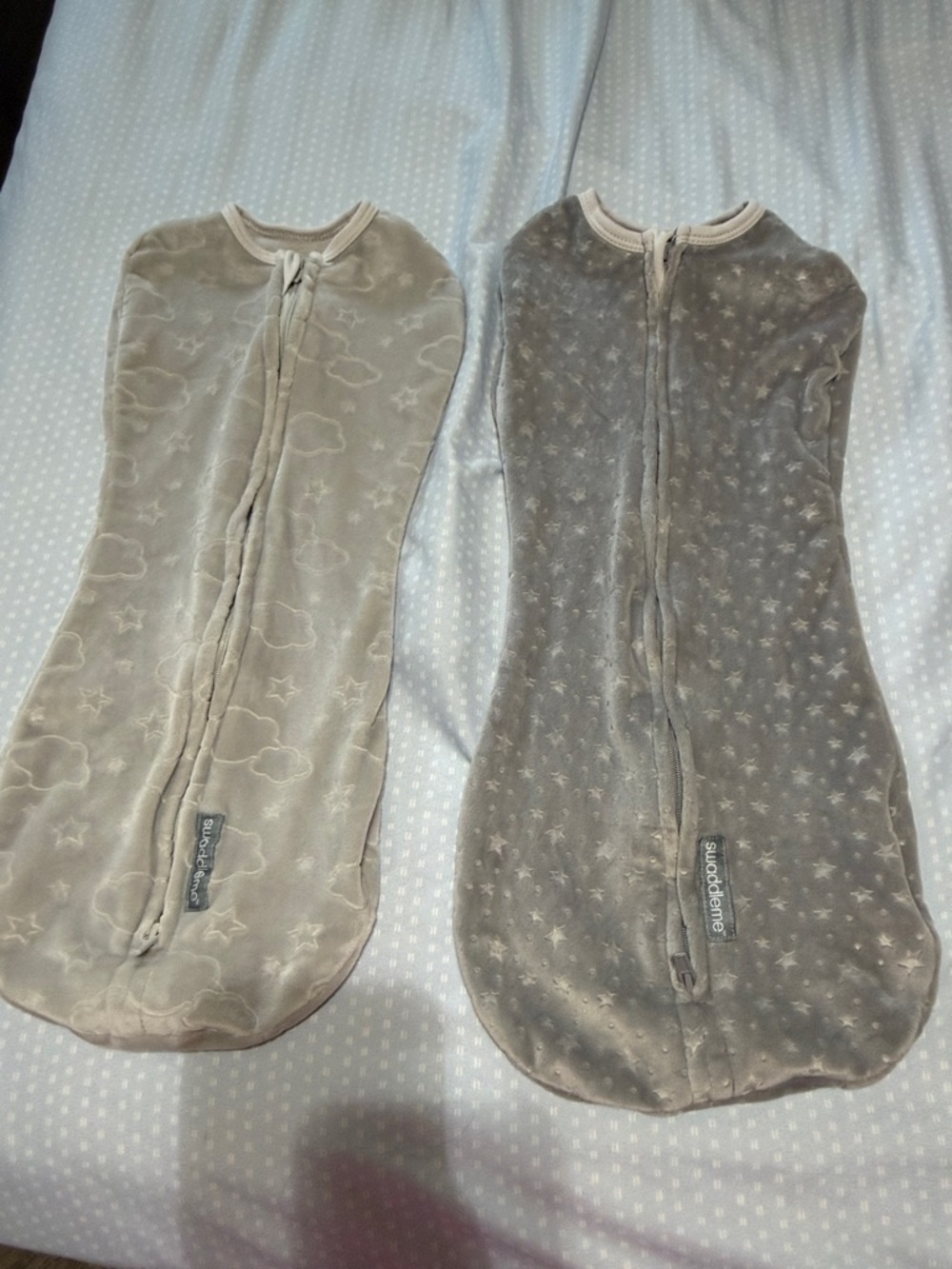 SwaddleMe Plush Zip Swaddle Pair in Taupe and Gray
